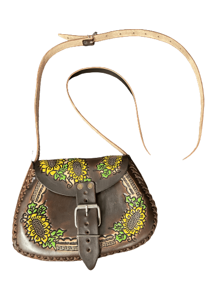 Showy Sunflower Trapezoid Hand-Tooled Bag – Myra Bags