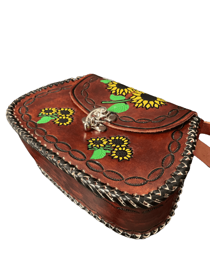  Sunflower Large Wallet Real Leather Clutch Handmade