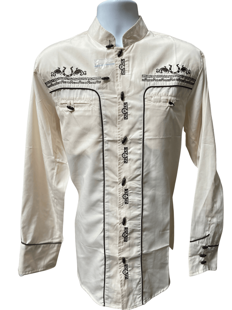 Beige Traditional Charro Shirt — Rodeo Durango Int'l