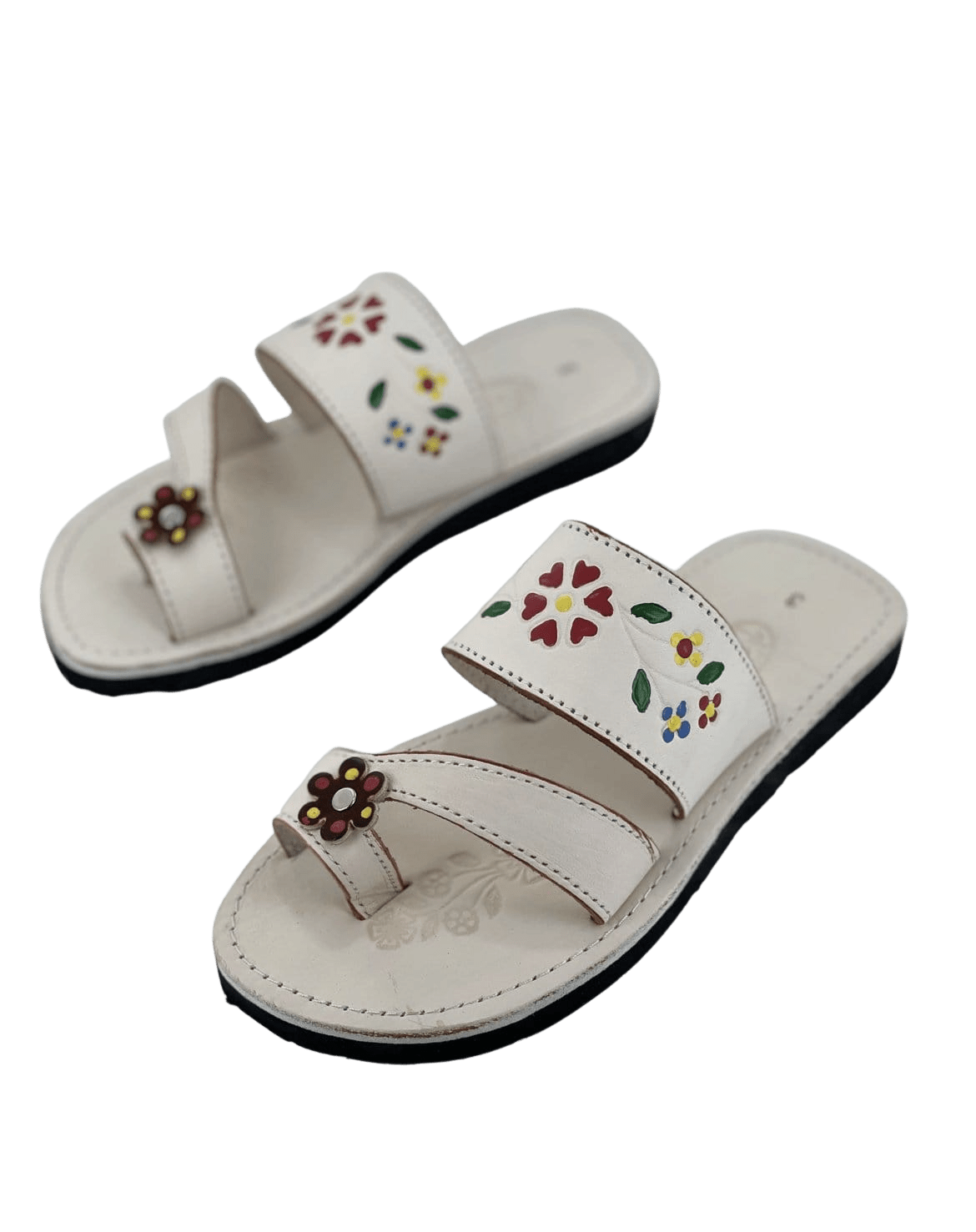 Santo, Girl's Leather Flower Flip Flops - HOT SUMMER FLATS - Kinky Octopus